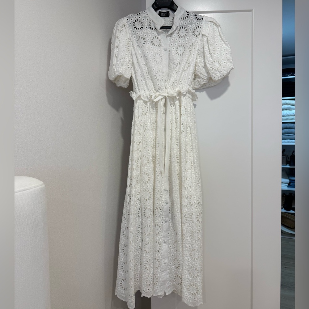 Zara embroidered maxi white dress
